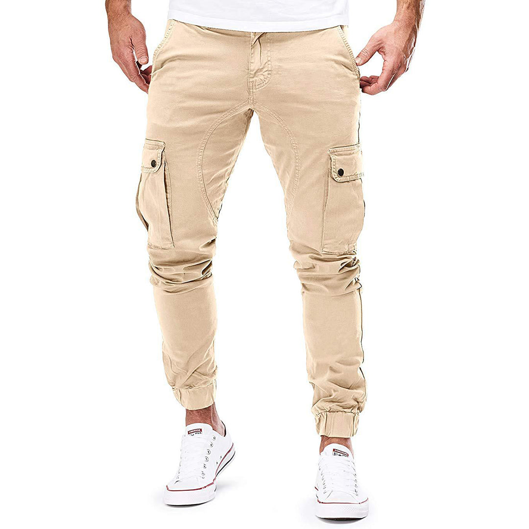 Pantalon cargo pour homme automne poches multiples en coton respirant avec coupe fuselée Adrien