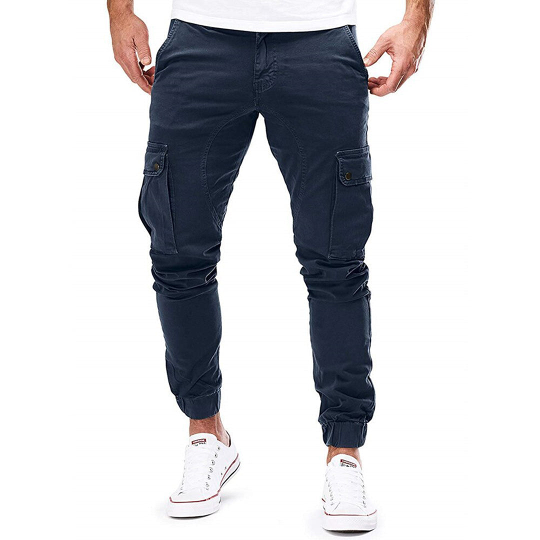 Pantalon cargo pour homme automne poches multiples en coton respirant avec coupe fuselée Adrien