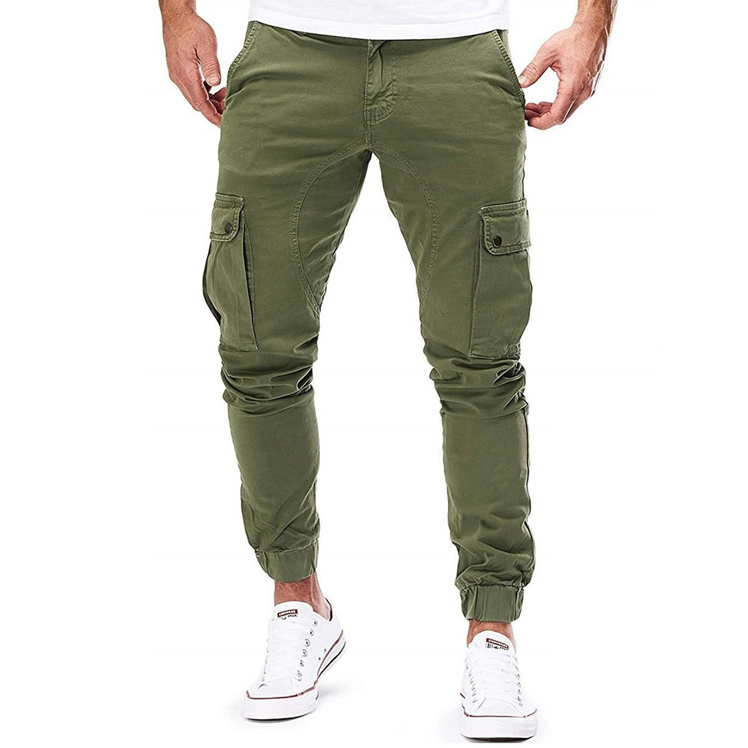 Pantalon cargo pour homme automne poches multiples en coton respirant avec coupe fuselée Adrien