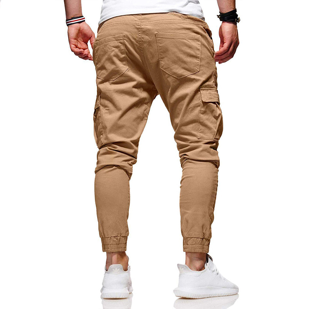 Pantalon cargo pour homme automne poches multiples en coton respirant avec coupe fuselée Adrien