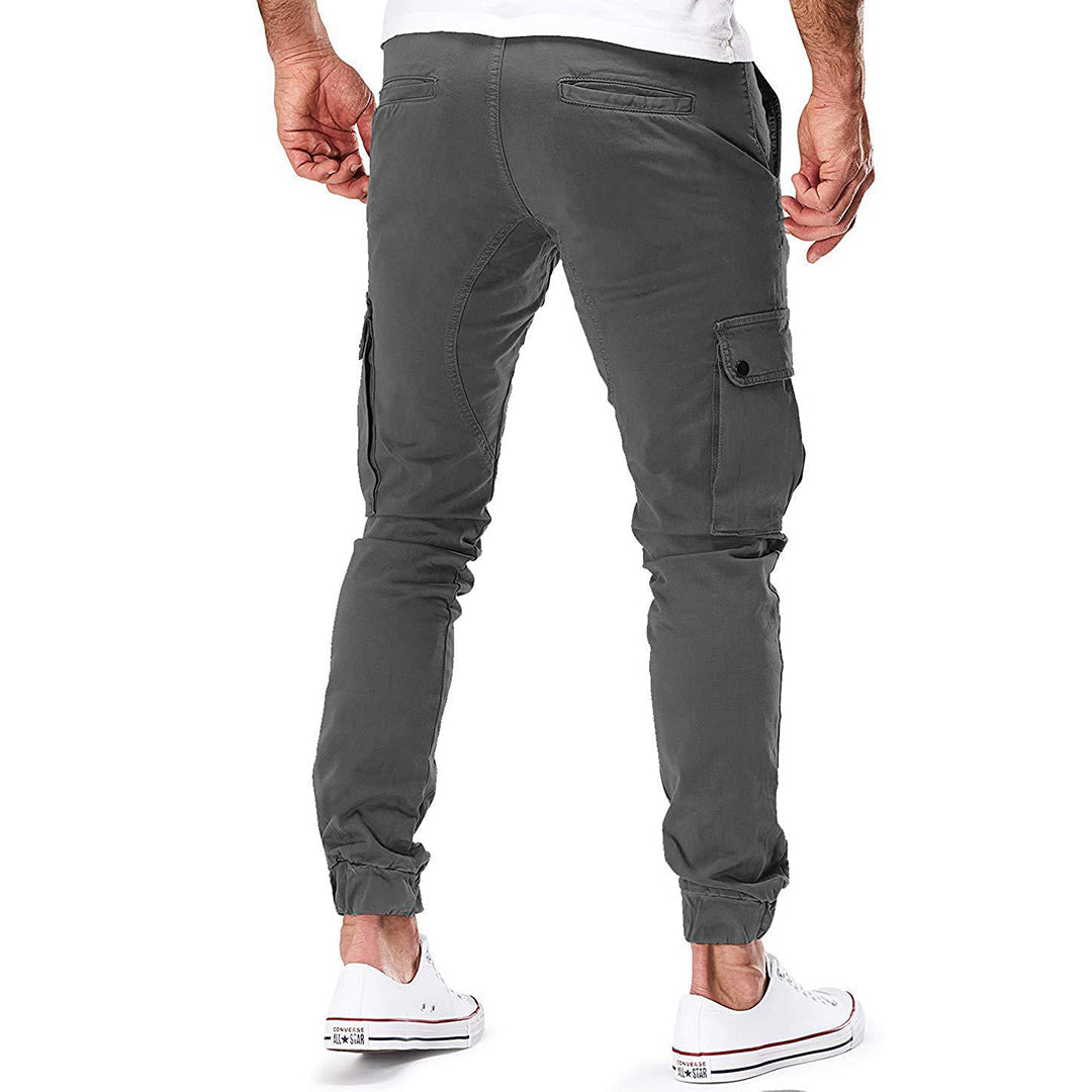 Pantalon cargo pour homme automne poches multiples en coton respirant avec coupe fuselée Adrien