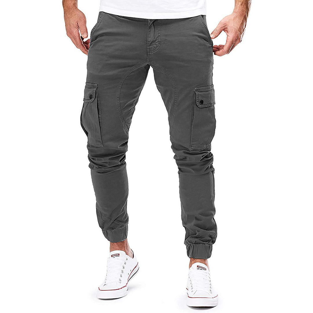 Pantalon cargo pour homme automne poches multiples en coton respirant avec coupe fuselée Adrien