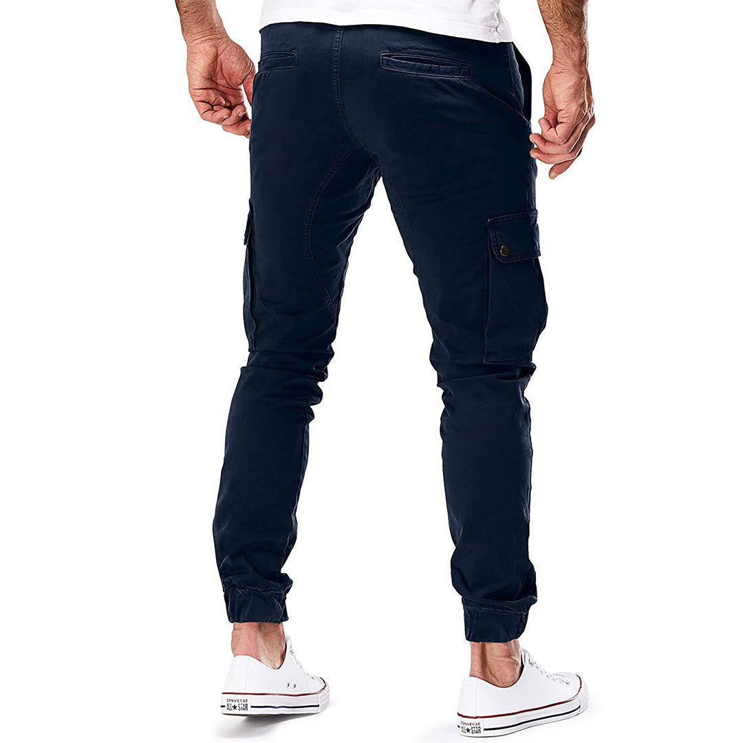 Pantalon cargo pour homme automne poches multiples en coton respirant avec coupe fuselée Adrien