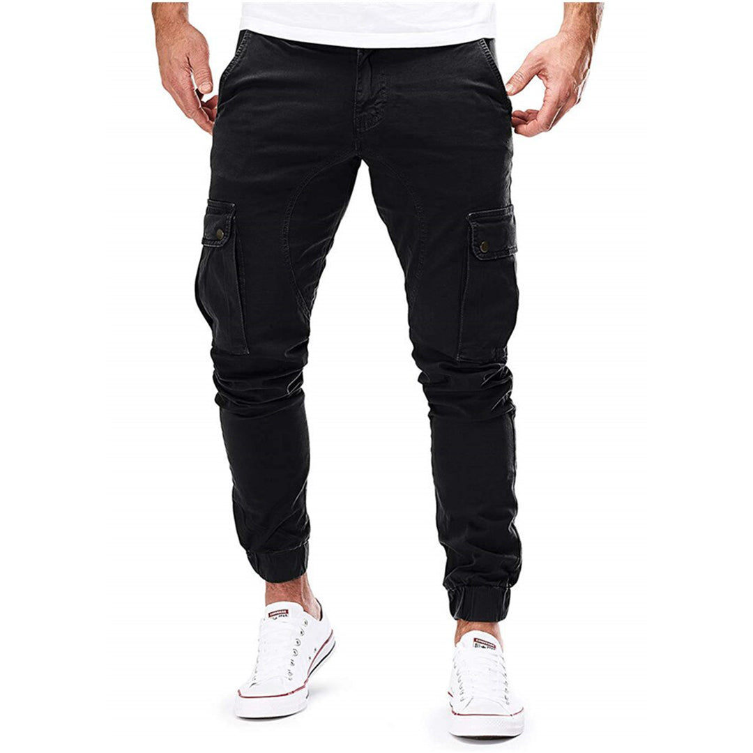 Pantalon cargo pour homme automne poches multiples en coton respirant avec coupe fuselée Adrien