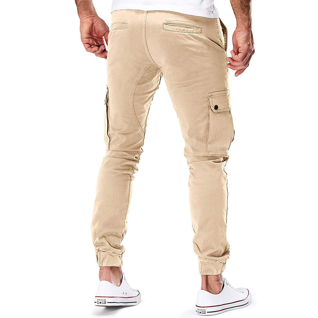 Pantalon cargo pour homme automne poches multiples en coton respirant avec coupe fuselée Adrien