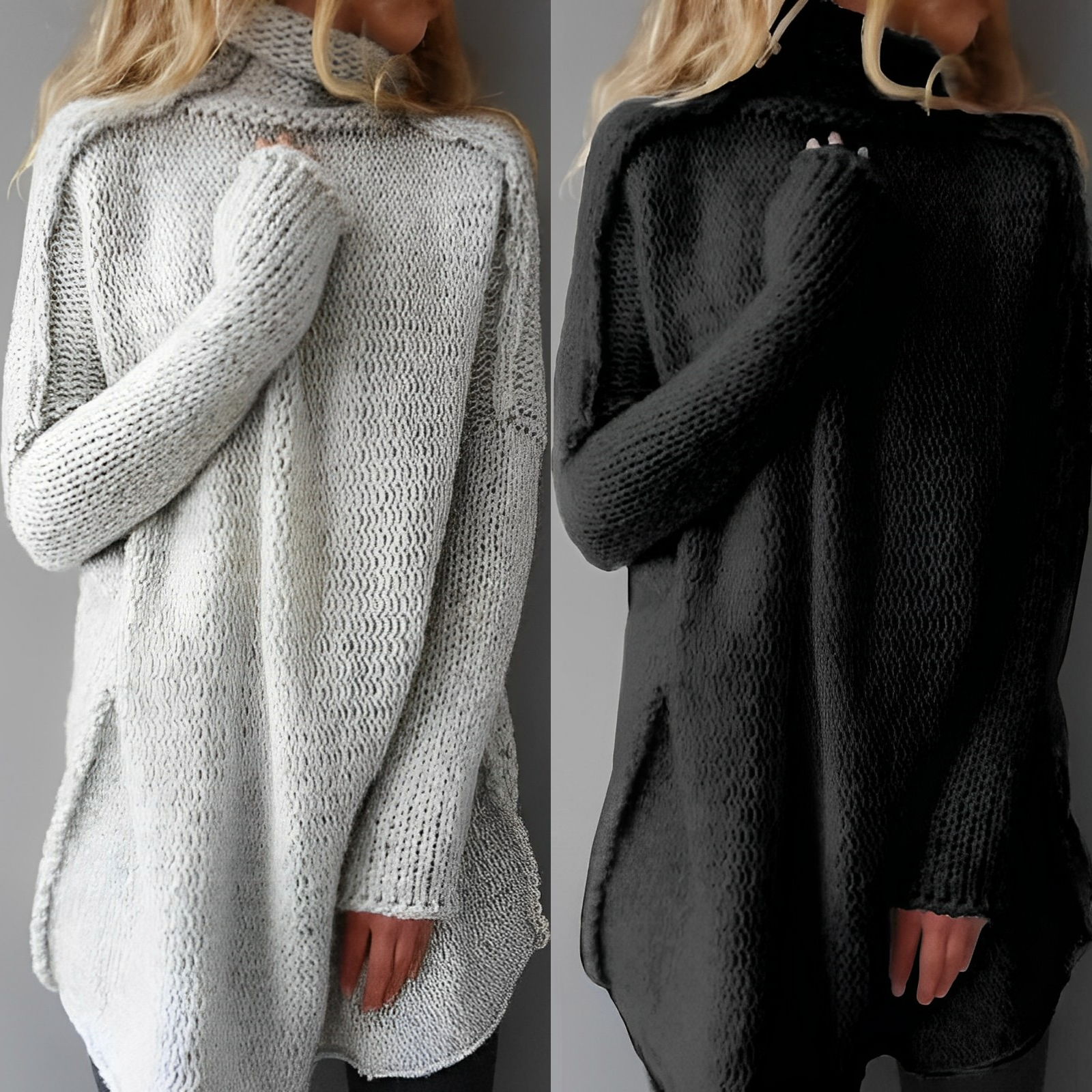Camille – Pull femme hiver col roulé oversize