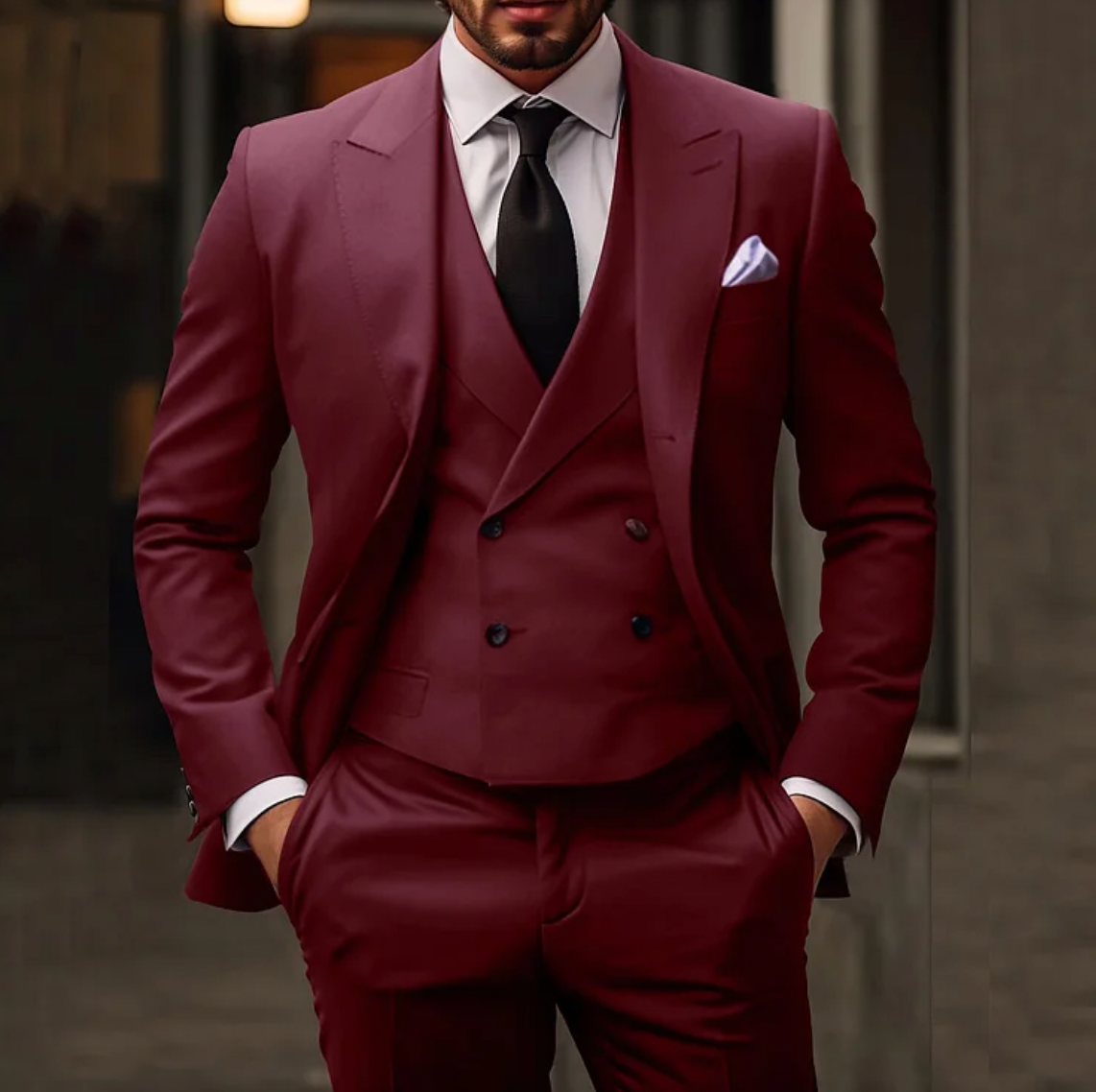 Costume trois pièces pour homme élégant et moderne en laine coupe ajustée Victor