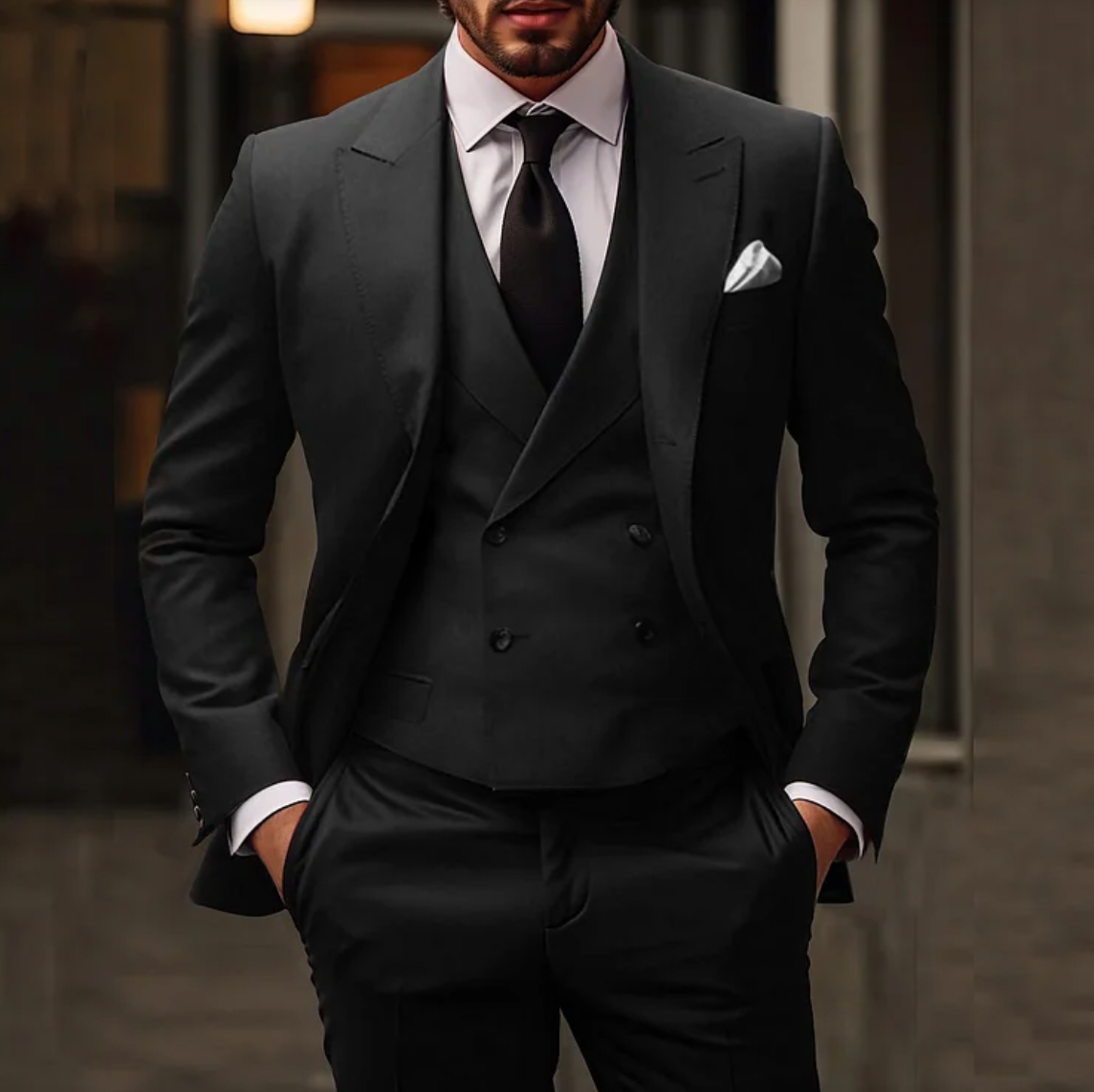 Costume trois pièces pour homme élégant et moderne en laine coupe ajustée Victor