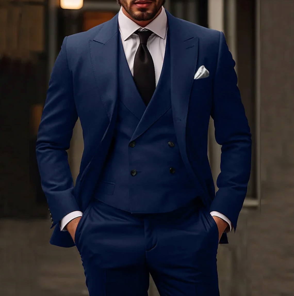 Costume trois pièces pour homme élégant et moderne en laine coupe ajustée Victor