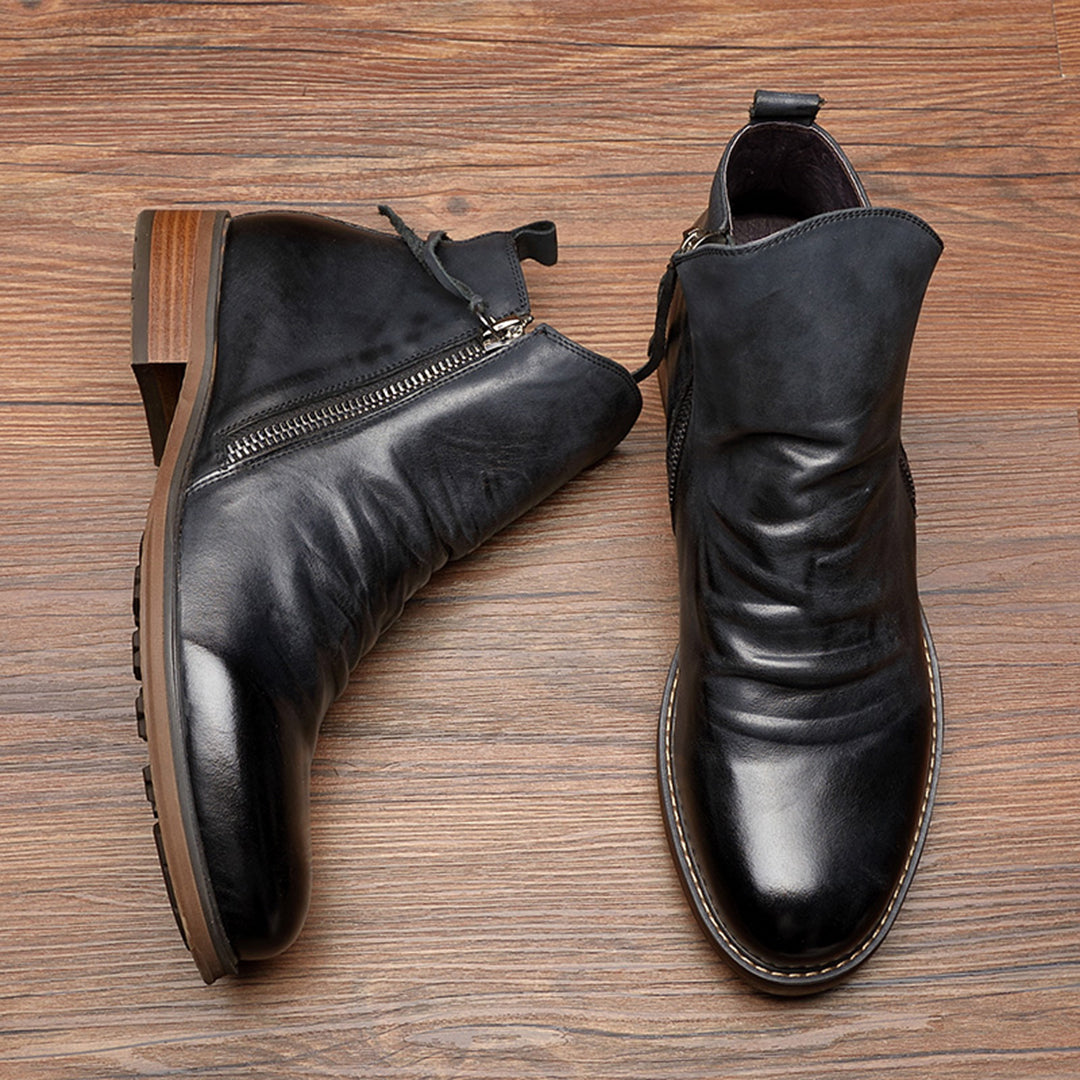 Bottes pour homme automne antidérapantes confortables en cuir PU au design moderne Haylom