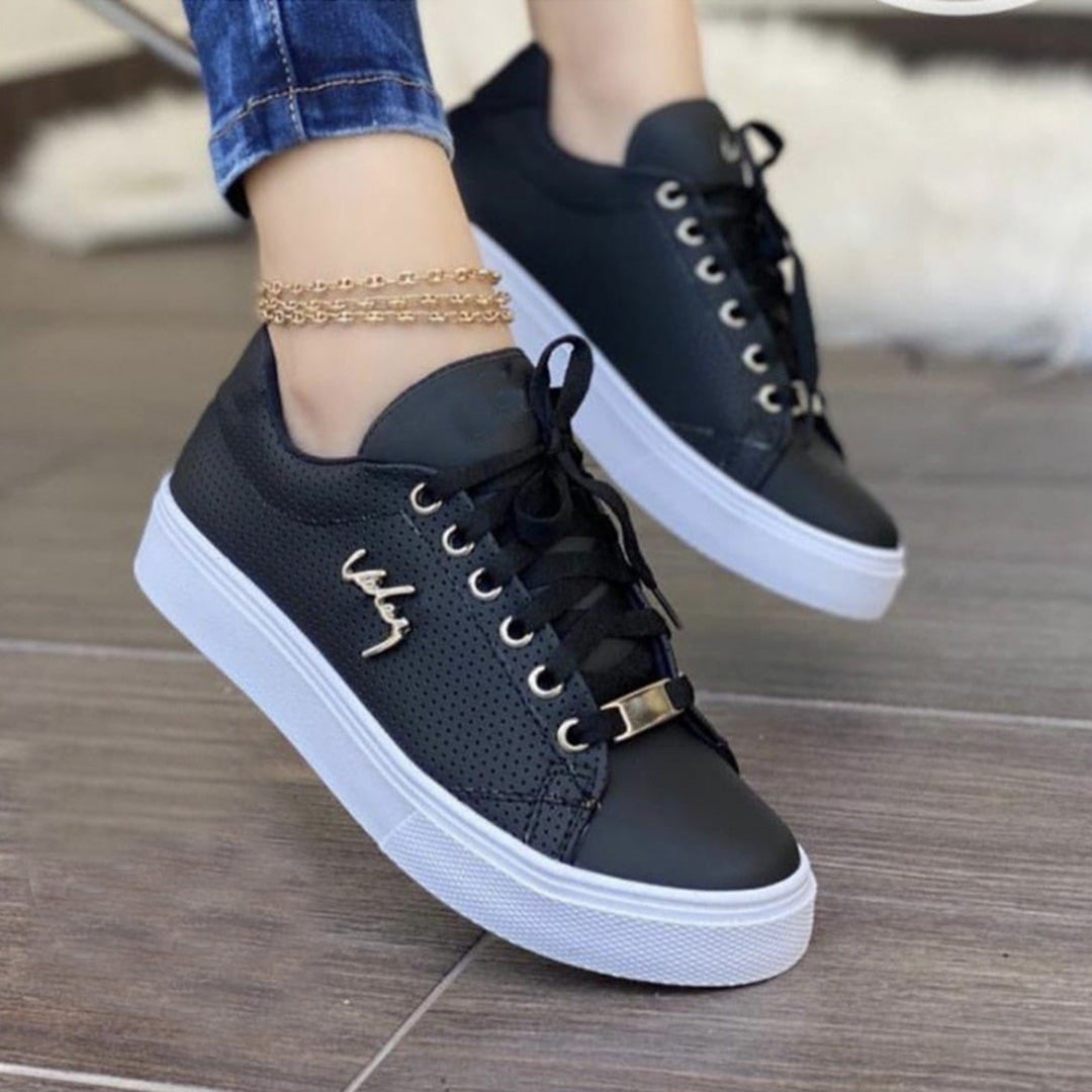 Baskets pour femme automne modernes respirantes en simili cuir avec semelle plateforme Estrella