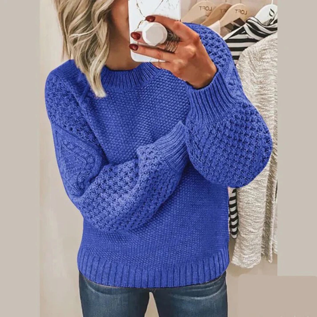 Pull pour femme automne élégant torsadé en maille acrylique avec manches texturées Petra