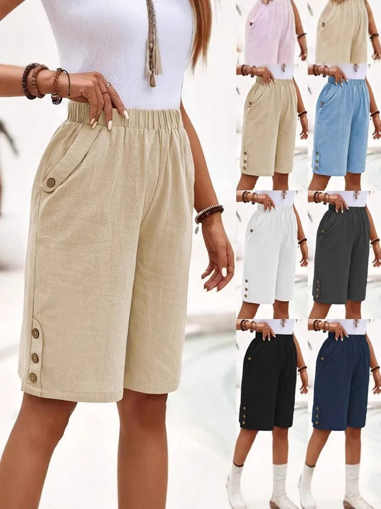 Pantalon femme fluide coupe large à taille élastique