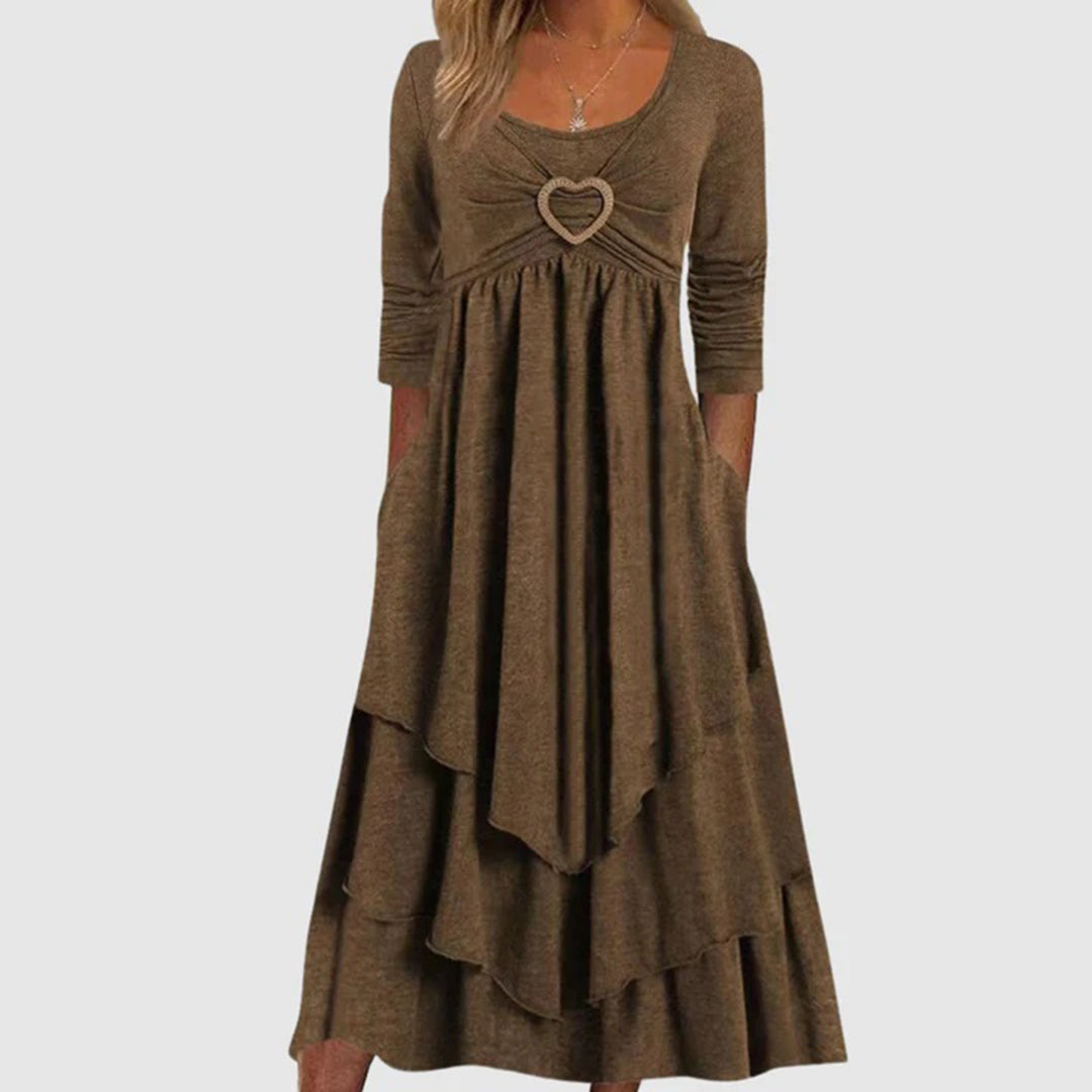 Robe longue décontractée à volants – élégance pratique pour toutes les saisons