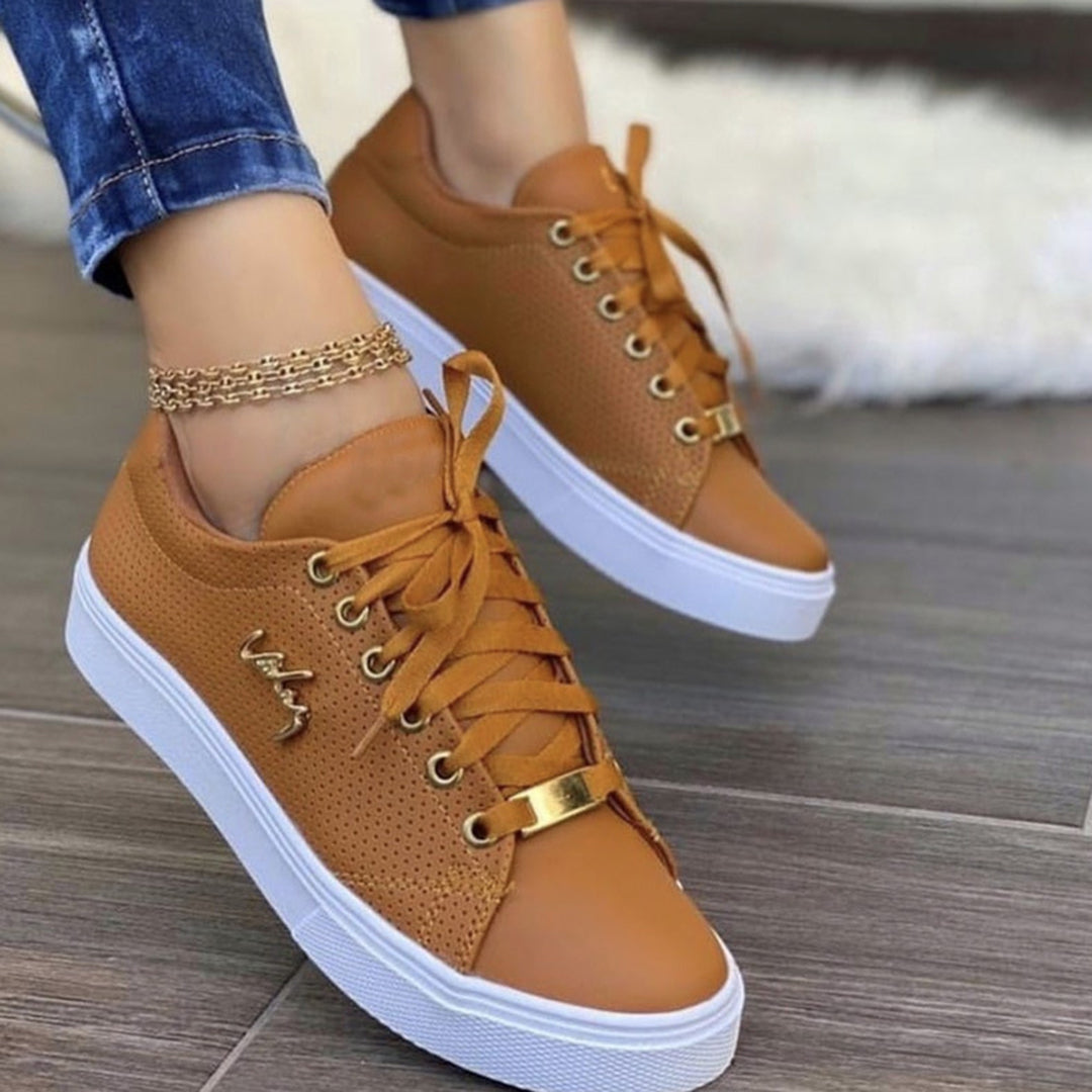 Baskets pour femme automne modernes respirantes en simili cuir avec semelle plateforme Estrella