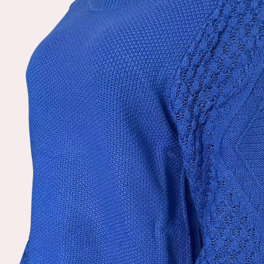 Pull pour femme automne élégant torsadé en maille acrylique avec manches texturées Petra