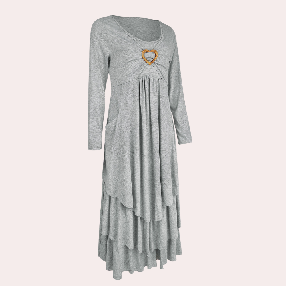 Robe longue décontractée à volants – élégance pratique pour toutes les saisons