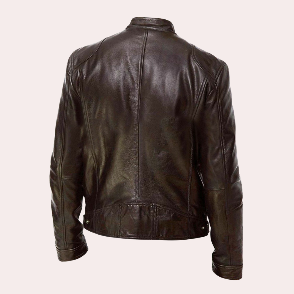 Veste légère en similicuir pour homme automne zippée au col motard au style classique Mikel