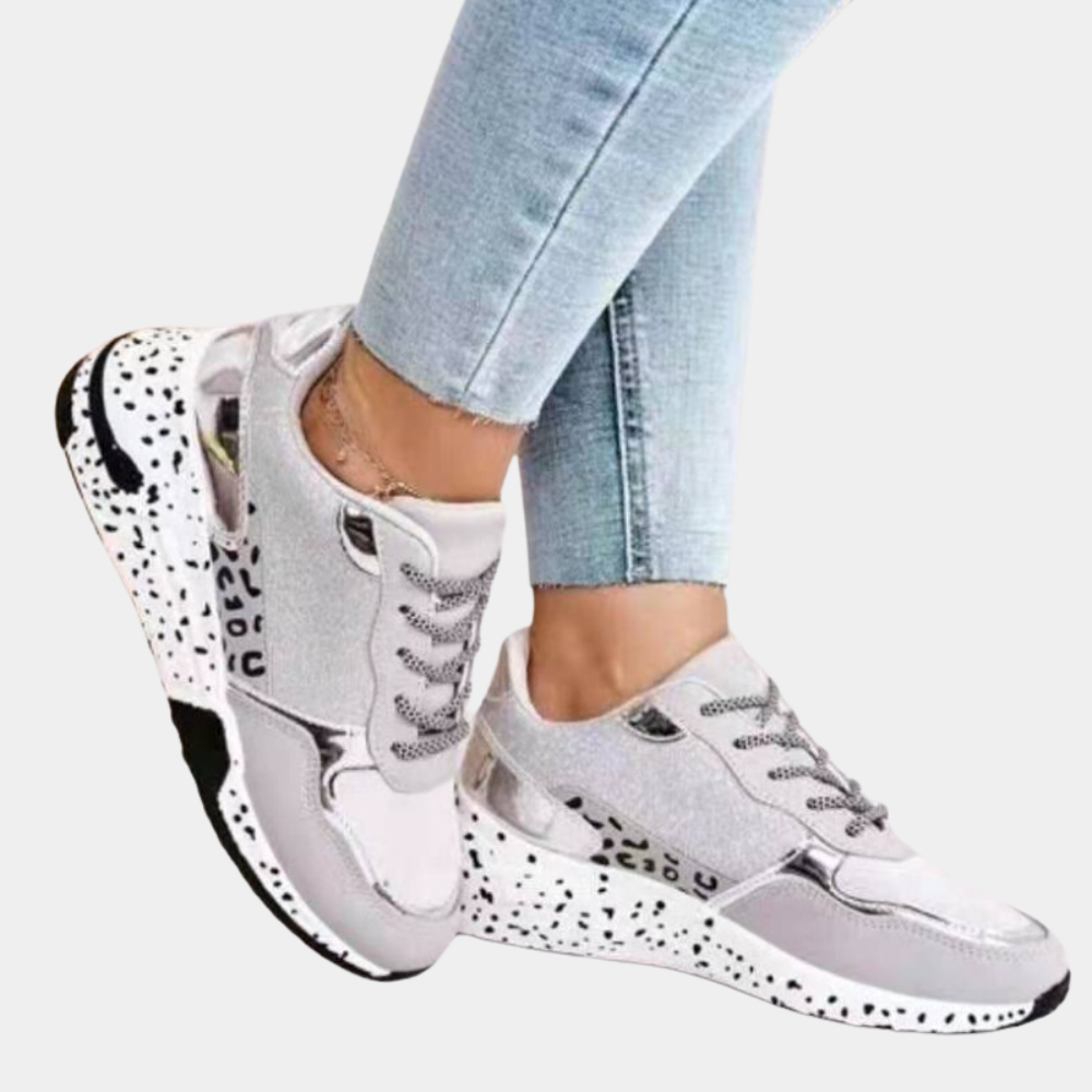 Baskets pour femmes automne confortables amortissantes en matières mixtes avec semelle graphique Soraya