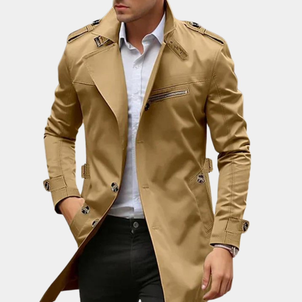 Trench respirant pour homme automne en coton à coupe élégante Maxim