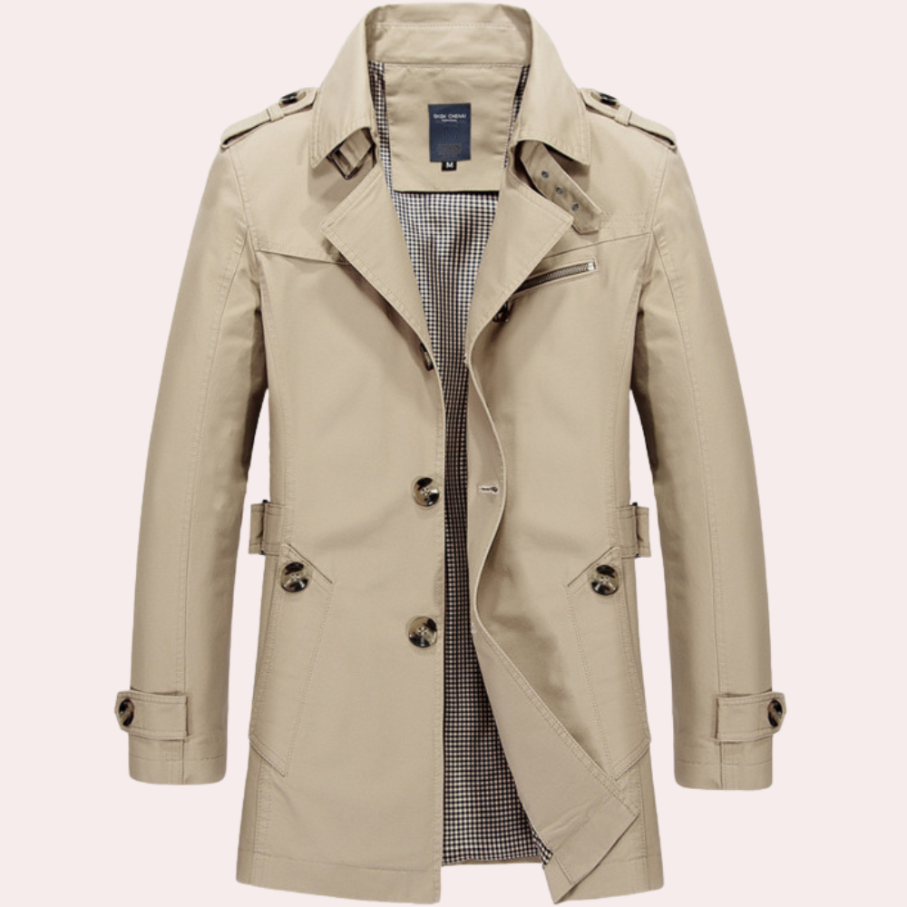 Trench respirant pour homme automne en coton à coupe élégante Maxim