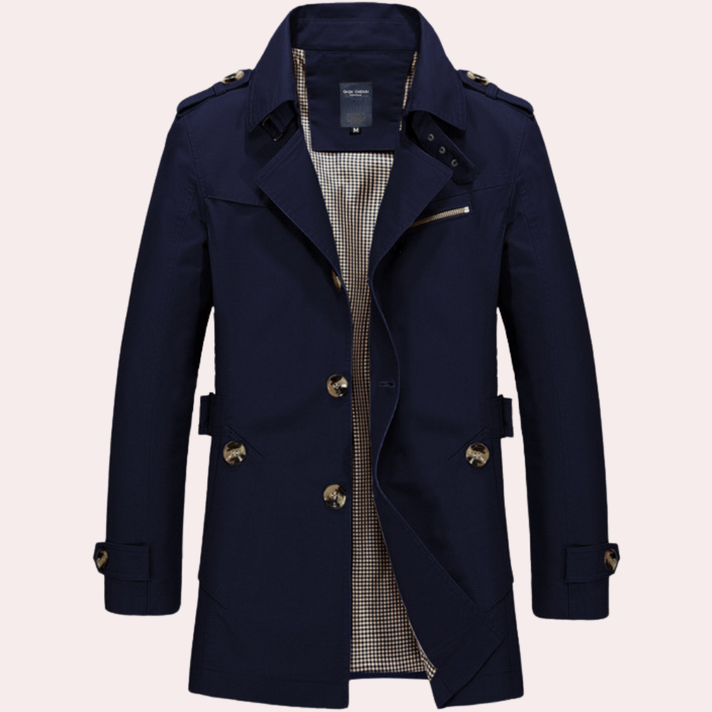 Trench respirant pour homme automne en coton à coupe élégante Maxim