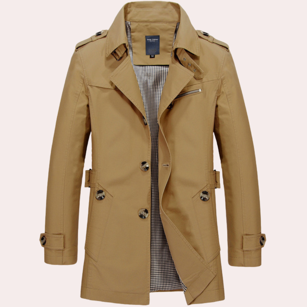 Trench respirant pour homme automne en coton à coupe élégante Maxim