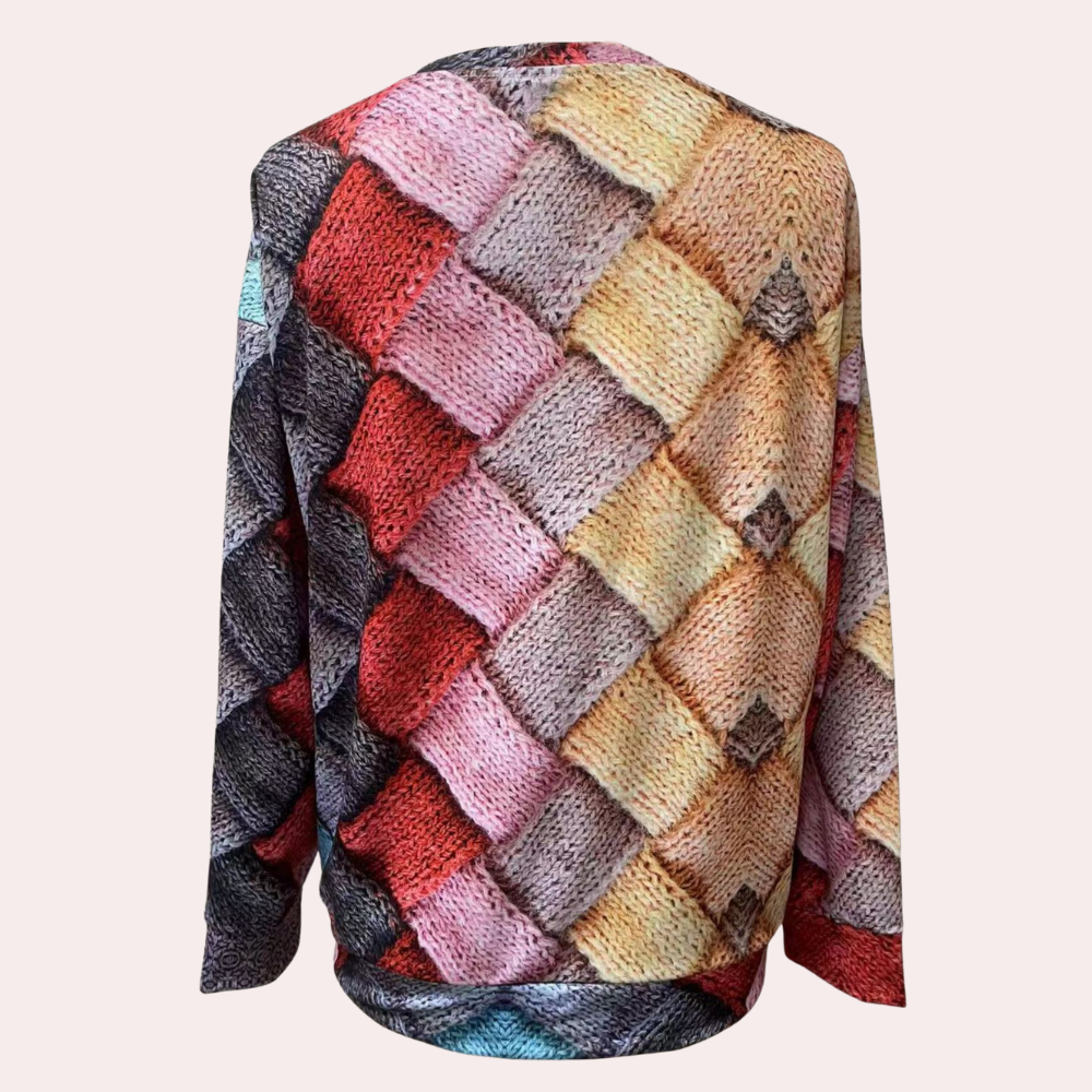 Pull en maille douce pour femme automne à imprimé graphique à coupe ample Livia