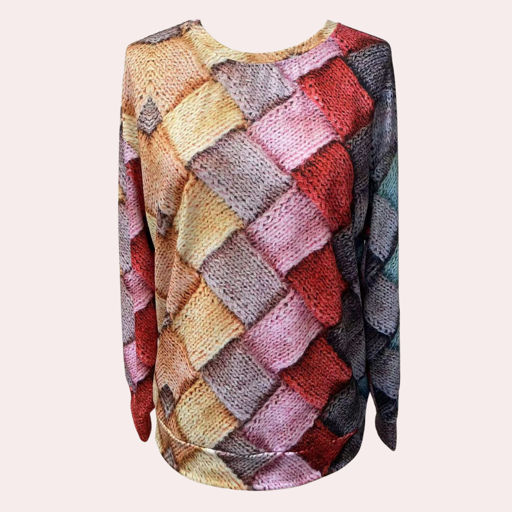 Pull en maille douce pour femme automne à imprimé graphique à coupe ample Livia