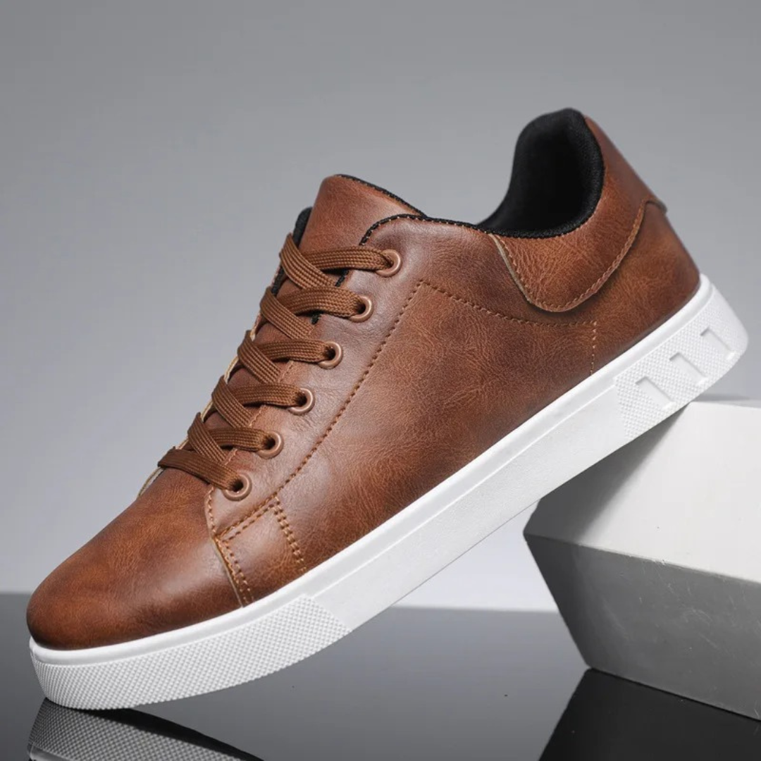 Baskets pour homme automne élégantes durables en simili cuir avec semelle blanche Arno