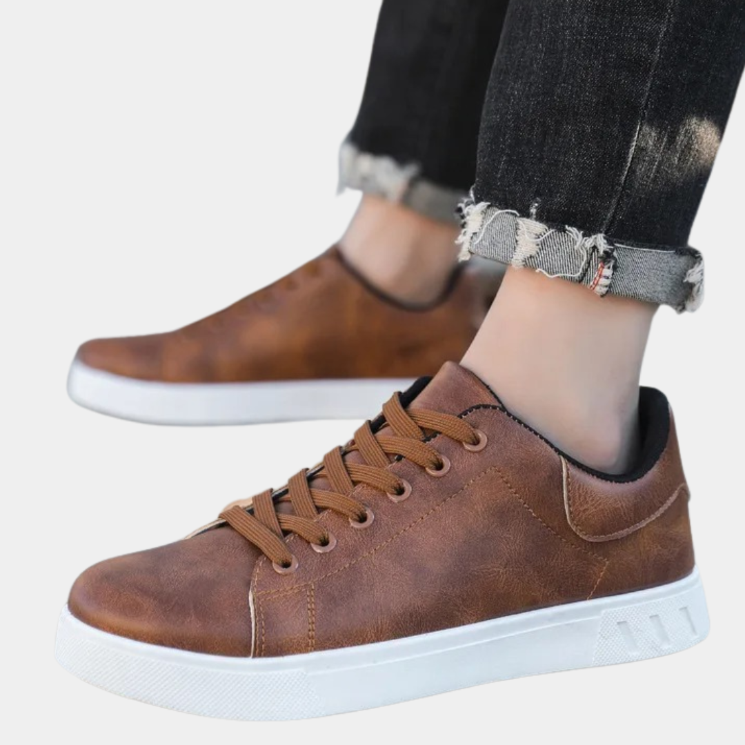 Baskets pour homme automne élégantes durables en simili cuir avec semelle blanche Arno