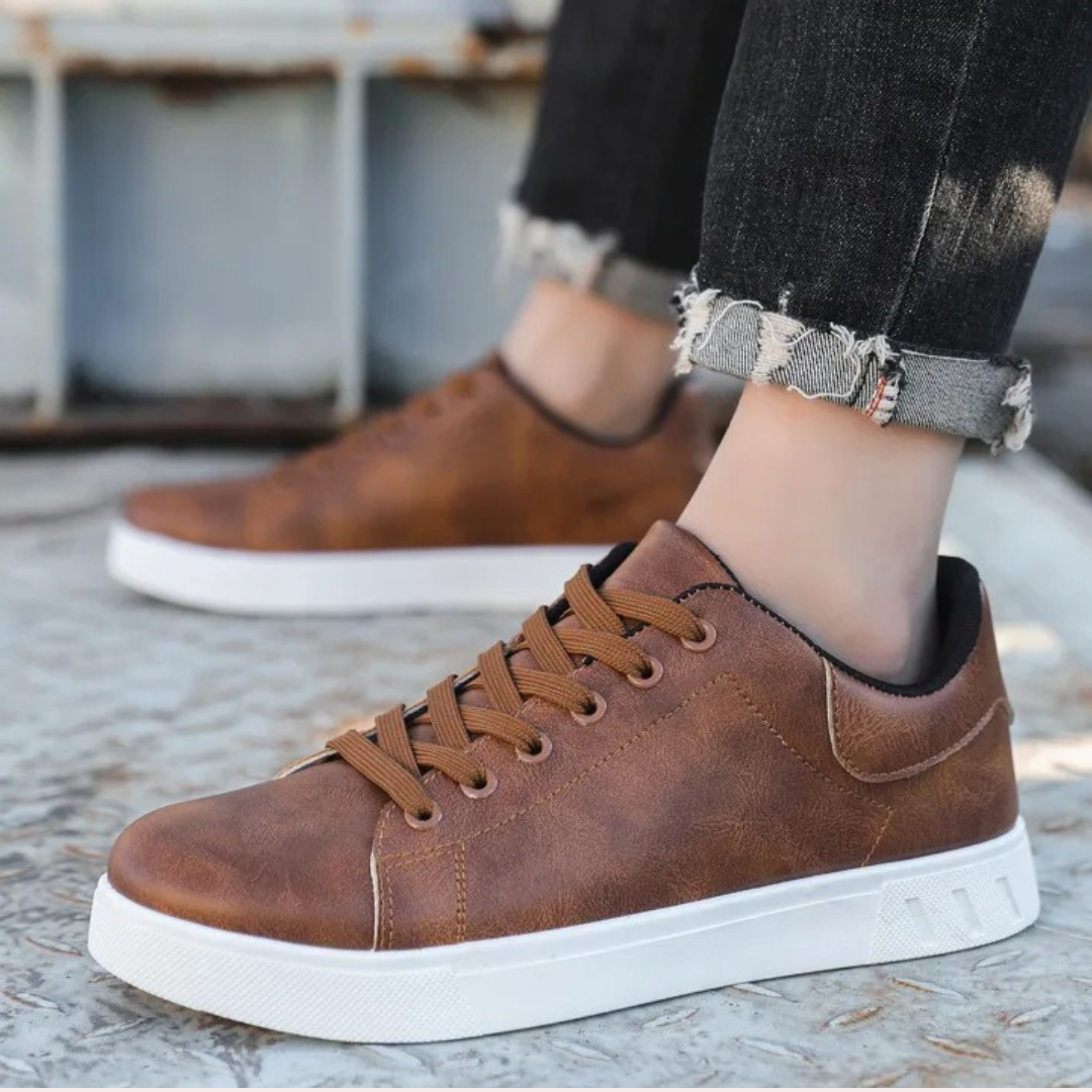 Baskets pour homme automne élégantes durables en simili cuir avec semelle blanche Arno