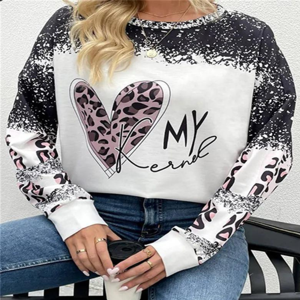 Pull pour femme automne chaud imprimé denim en tissu technique léger avec coupe ample Elysia