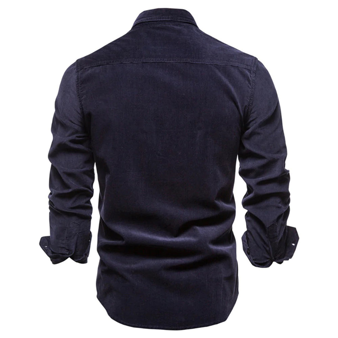 Chemise en velours côtelé pour homme automne chaude en coton avec coupe régulière Conor