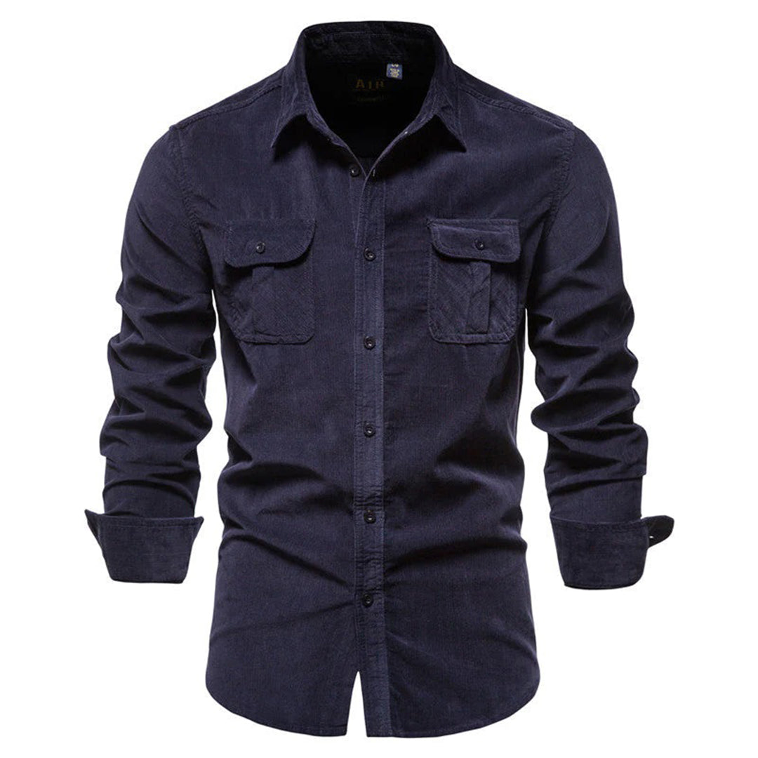 Chemise en velours côtelé pour homme automne chaude en coton avec coupe régulière Conor