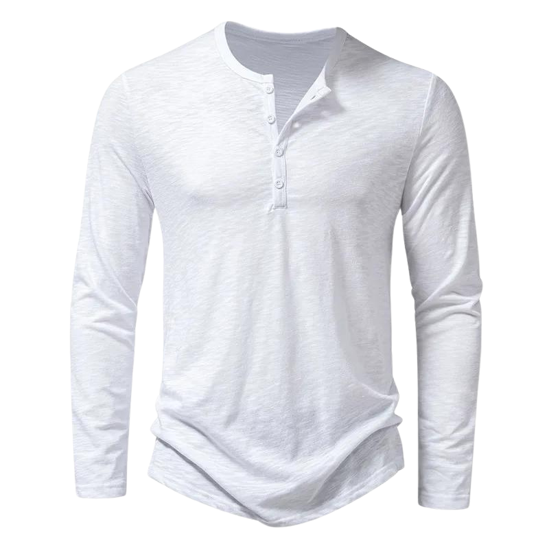T-shirt à manches longues pour homme automne doux respirant en tissu mélangé avec col tunisien Séraphin