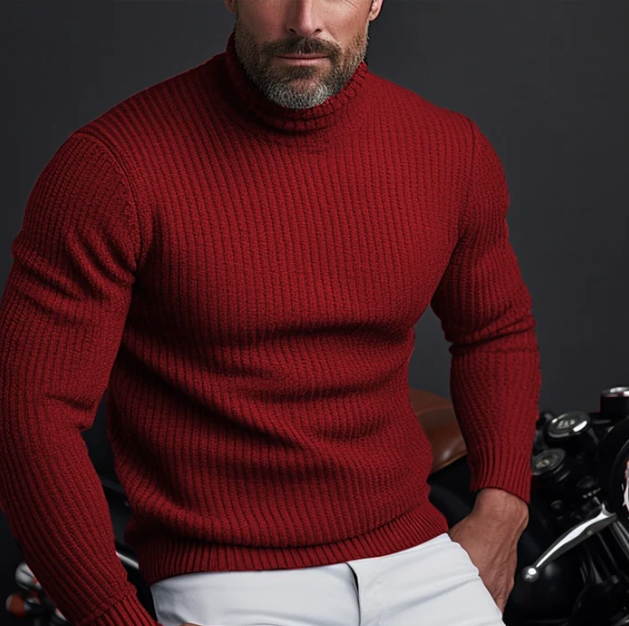 Pull à col roulé pour homme doux et résistant en coton coupe slim Marc