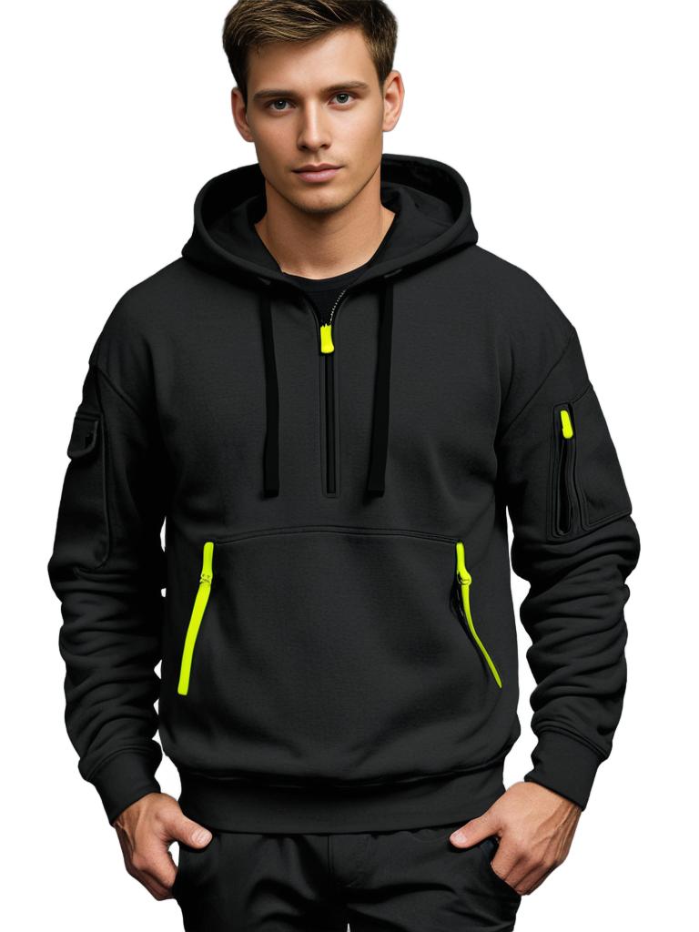 Sweat zippé à capuche pour homme automne fonctionnel avec poches multiples à coupe regular Calin