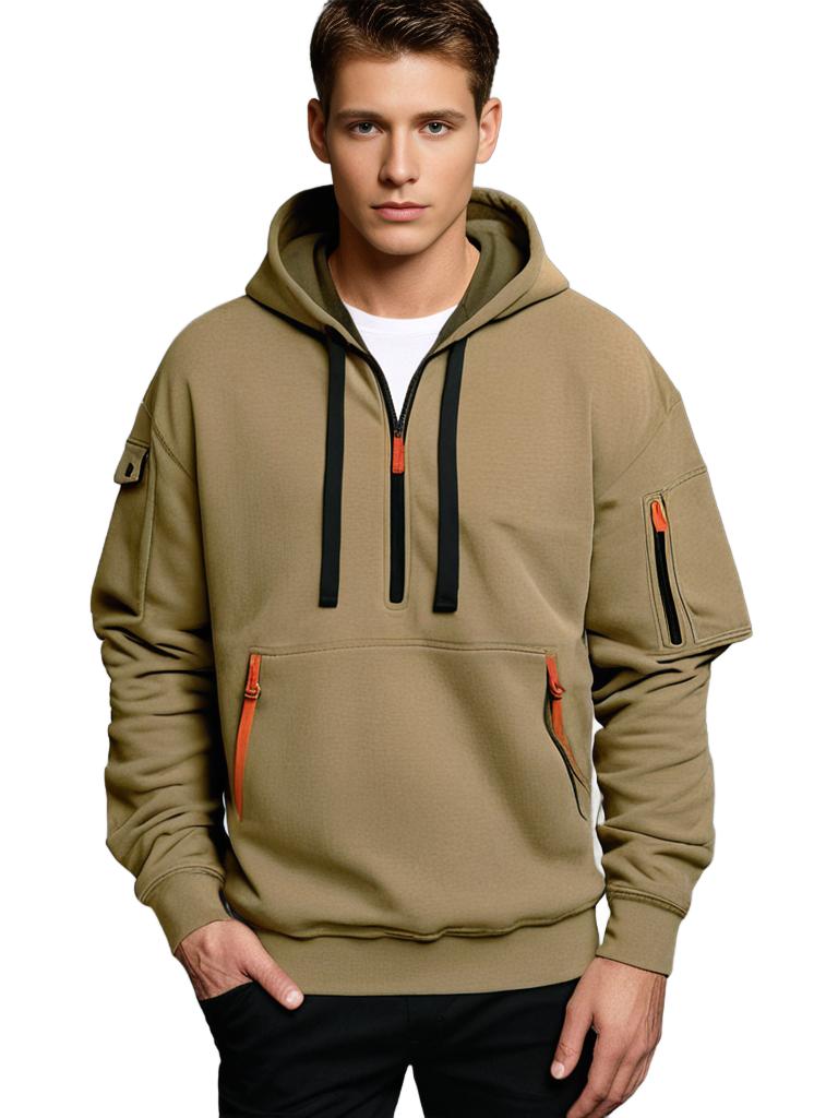 Sweat zippé à capuche pour homme automne fonctionnel avec poches multiples à coupe regular Calin