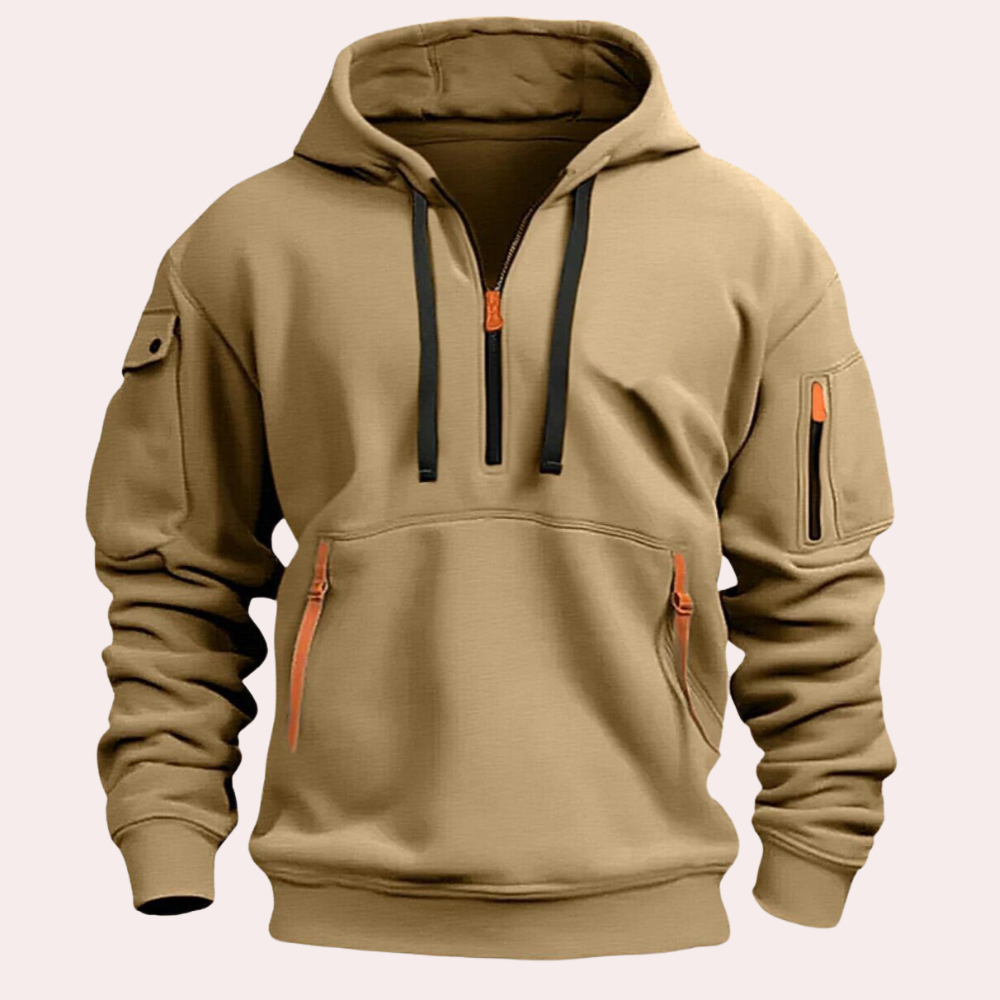 Sweat zippé à capuche pour homme automne fonctionnel avec poches multiples à coupe regular Calin