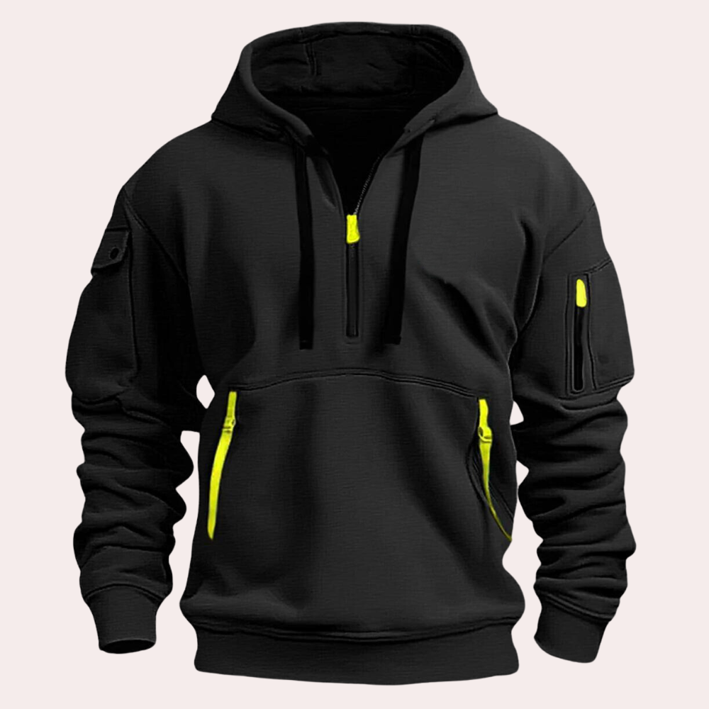 Sweat zippé à capuche pour homme automne fonctionnel avec poches multiples à coupe regular Calin