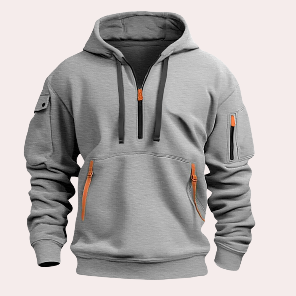 Sweat zippé à capuche pour homme automne fonctionnel avec poches multiples à coupe regular Calin
