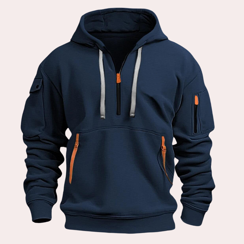 Sweat zippé à capuche pour homme automne fonctionnel avec poches multiples à coupe regular Calin