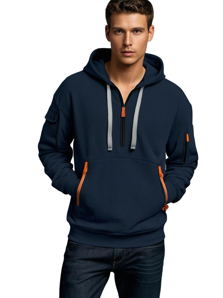 Sweat zippé à capuche pour homme automne fonctionnel avec poches multiples à coupe regular Calin