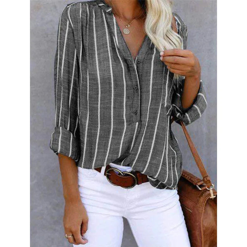 Blouse rayée en polyester – style polyvalent et confort tout au long de la journée