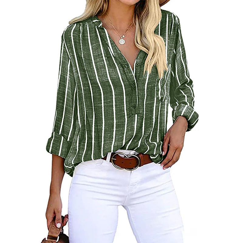 Blouse rayée en polyester – style polyvalent et confort tout au long de la journée