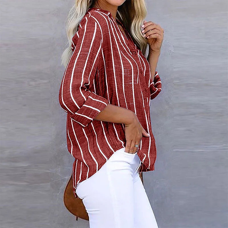 Blouse rayée en polyester – style polyvalent et confort tout au long de la journée