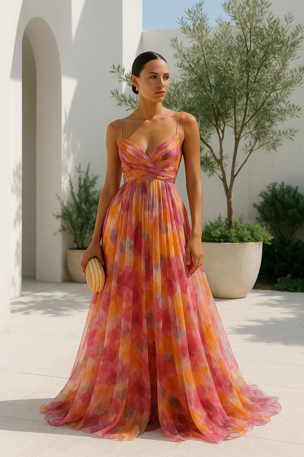 Robe d’été fluide à imprimé fleuri – silhouette féminine et légère