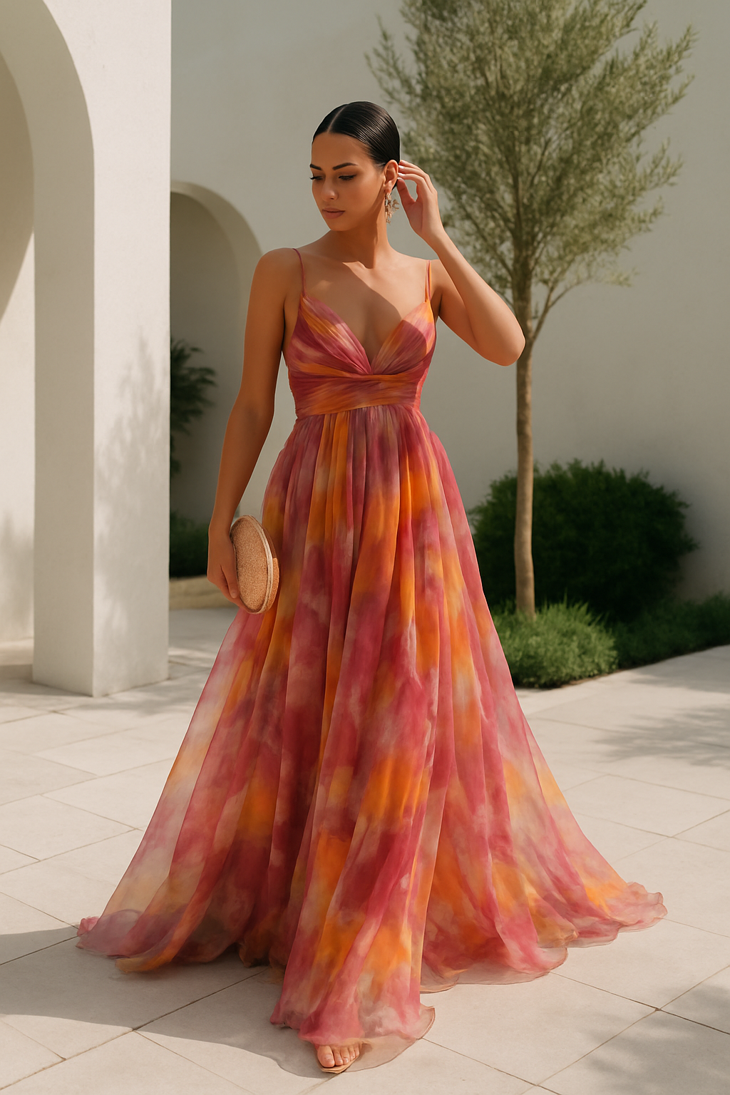 Robe d’été fluide à imprimé fleuri – silhouette féminine et légère