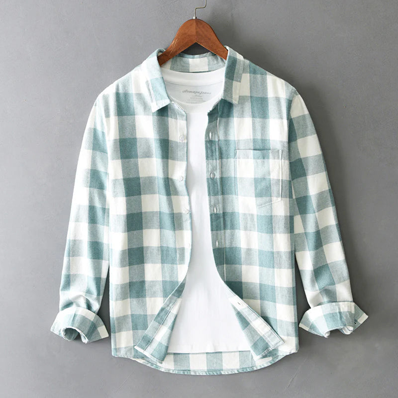 Sébastien – Chemise en coton à carreaux homme